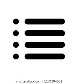 Simple list menu icon. Black on white background