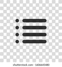 Simple list menu icon. Black symbol on transparency grid