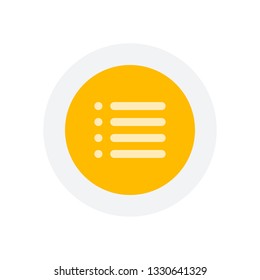 Simple list menu icon. Icon in colored circle with gray bold border. Web button, modern flat design