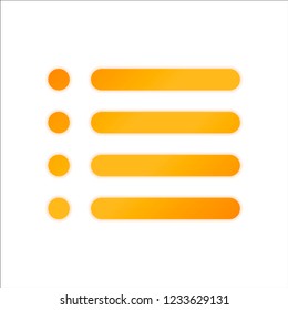 Simple list menu icon. Orange sign with low light on white background