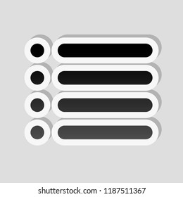 Simple list menu icon. Sticker style with white border and simple shadow on gray background