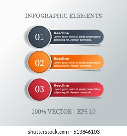 Simple List Style Vector Infographic Template For Business, 3 Steps With Column Texts