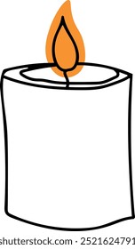  Simple Lit Candle with Orange Flame
