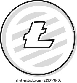 Simple Litecoin (LTC) Symbol (schwarz-weiß)