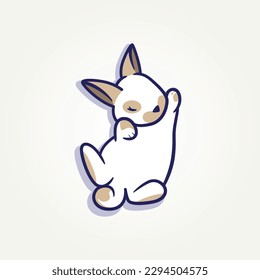 simple little cute rabbit sleeping cartoon flat icon vector Illustration design