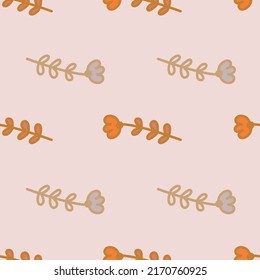 Simple little flower seamless pattern. Cute children floral background. Doodle plants endless wallpaper. Design for fabric, textile print, wrapping, cover. Hand drawn vector illustration
