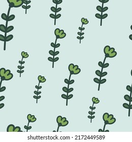 Pequeño y simple patrón de flor sin costura. Un bonito fondo floral para niños. Plantas de doodle con papel pintado interminable. Diseño para tela, impresión textil, envoltura, cubierta. Ilustración vectorial dibujada por mano