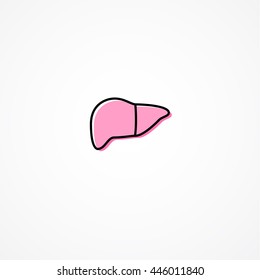 Simple liver icon. Human abdomen internal organs health design