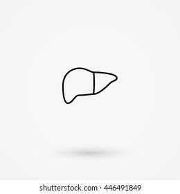 Simple liver icon. Human abdomen internal organs health design