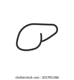 Icono simple de línea hepática. Símbolo premium con estilo de trazo. Diseño del ícono hepático. Ilustración vectorial.