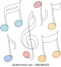 simple lne art drawing style music notes set of vector illustrations