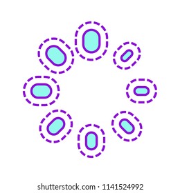 Simple loading symbol. Colored sketch with dotted border on white background