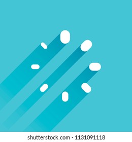 Simple loading symbol. Gray icon with long shadow in bottom left corner on blue background