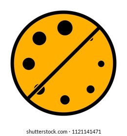 Simple loading symbol. not allowed, black object in warning sign with orange background color