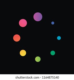 Simple loading symbol. Rainbow color and dark background