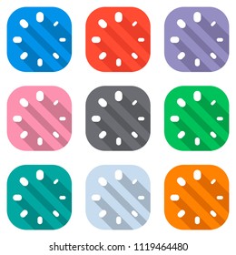 Simple loading symbol. Set of white icons on colored squares for applications. Seamless and pattern for poster