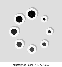 Simple loading symbol. Sticker style with white border and simple shadow on gray background