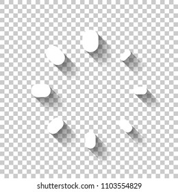 Simple loading symbol. White icon with shadow on transparent background