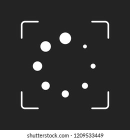 Simple loading symbol. White object in camera autofocus on dark background