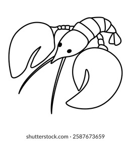 Simple lobster icon showcasing its distinctive claws, perfect for marine-themed designs and educational materials.