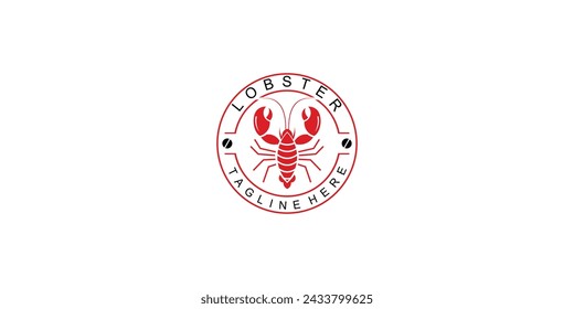 Simple lobster logo design with modern concept| seafood logo| premium vector