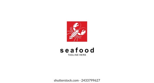 Simple lobster logo design with modern concept| seafood logo| premium vector
