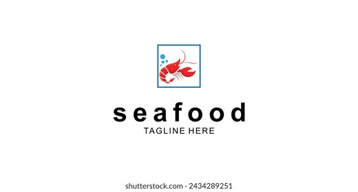Simple lobster logo design with modern concept| seafood logo| premium vector