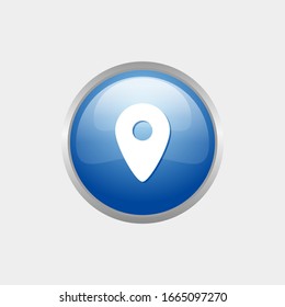 simple location or address glossy icon with Blue color design, circle glossy button template vector for website, advertising, print 