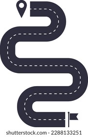 Ilustración de icono de ruta de ubicación y destino simple