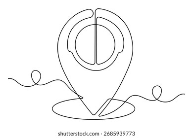 Simple location icon one line drawing minimalist outline illustration