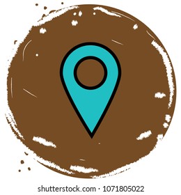 Simple location icon vector illustration on brown background