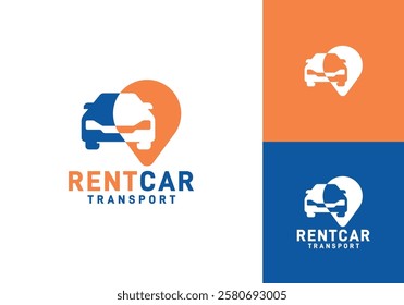 simple location pin and car logo. travel automotive transportation vector graphic design