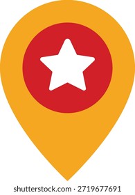 Einfaches Pin-Symbol mit Stern für Navigations-, Mapping- und Reiseanwendungen.