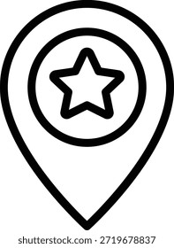 Einfaches Pin-Symbol mit Stern für Navigations-, Mapping- und Reiseanwendungen.