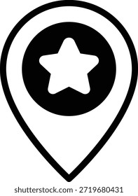 Einfaches Pin-Symbol mit Stern für Navigations-, Mapping- und Reiseanwendungen.