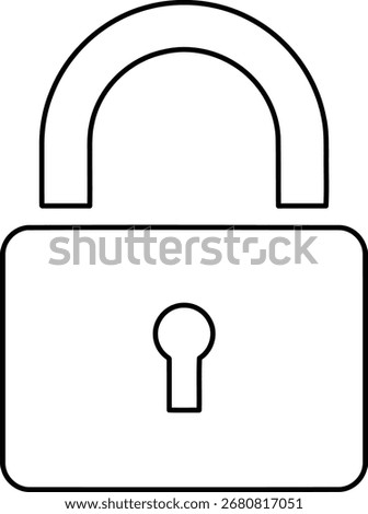 Simple Lock Icon Black Line Art Vector