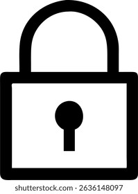 A simple lock icon design, likely a closed padlock, isolated on a white background. Suitable for security, privacy, or protection concepts.