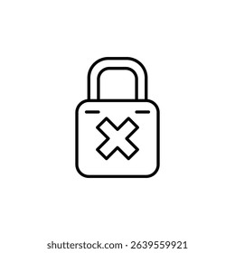 Simple Lock Icon With Error Sign For Unsuccessful Transaction Symbol