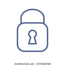 Simple lock icon in line art style. Closed padlock with keyhole. Security, secure code, private safe access or password protection sign. Linear flat vector illustration isolated on white background
