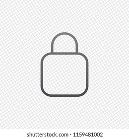 Simple lock icon. Linear symbol, thin outline. On grid background