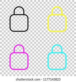 Simple lock icon. Linear symbol, thin outline. Colored set of cmyk icons on transparent background