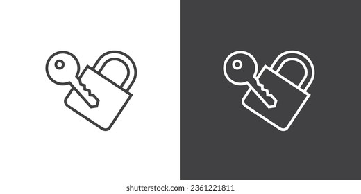 Simple Lock icon. Securitty padlock and keys vector icon. Locked  padlock symbol of device security. Privacy symbol vector stock illustration.