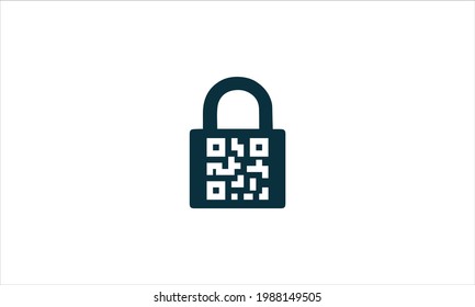 simple Lock with QR code icon Logo design vector template illustration
