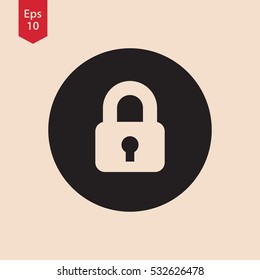 Simple Lock Symbol In Circle. Flat Icon Style. Vector Sign Illustration