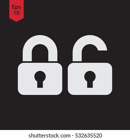 Simple Lock Symbol. Locked And Unlocked Lock. Flat Icon Style. Vector Sign Illustration
