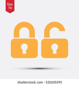 Simple Lock Symbol. Locked And Unlocked Lock. Flat Icon Style. Vector Sign Illustration