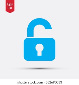 Simple Lock Symbol. Unlocked Lock. Flat Icon Style. Vector Sign Illustration