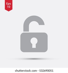 Simple Lock Symbol. Unlocked Lock. Flat Icon Style. Vector Sign Illustration