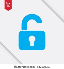 Simple Lock Symbol. Unlocked Lock. Flat Icon Style. Vector Sign Illustration