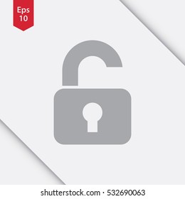 Simple Lock Symbol. Unlocked Lock. Flat Icon Style. Vector Sign Illustration